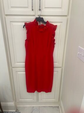 Maggy London Red Ruffle-Trim Sleeveless Mini Dress